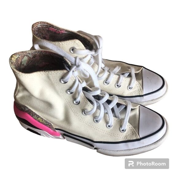 Converse Cream and Pink High-Top Sneakers - Picture 1 of 6